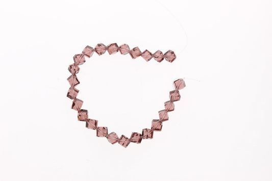 Plum Purple Pink Crystal Cube Beads, w/Diagonal Hole, Fire-n-Ice Crystal, 8mm, Bead Strand