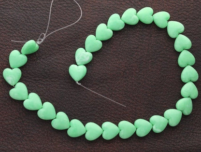 Vintage Italian Heart Beads, Mint Green or Sherbet Orange Lucite, 12mm, 28 Bead Strand