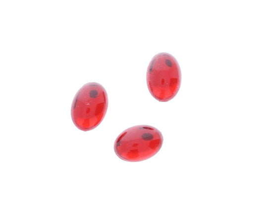 14mm x 10mm Oval Lucite Cabochon, Ruby red with foil, 10x14, flat back, pack of 12