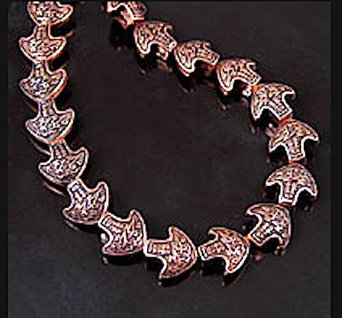 Egyptian Hieroglyphic Bead, 12" Strand, 12x12x5mm, antique silver, copper or turquoise, 25 beads per 1 Strand