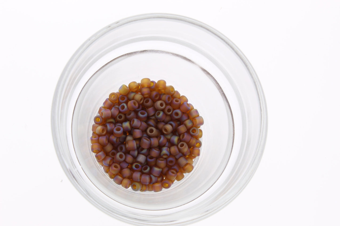 Matsuno 3.6mm Japanese Glass Seed Beads 6/0, transparent rust brown frost ab, 16 grams