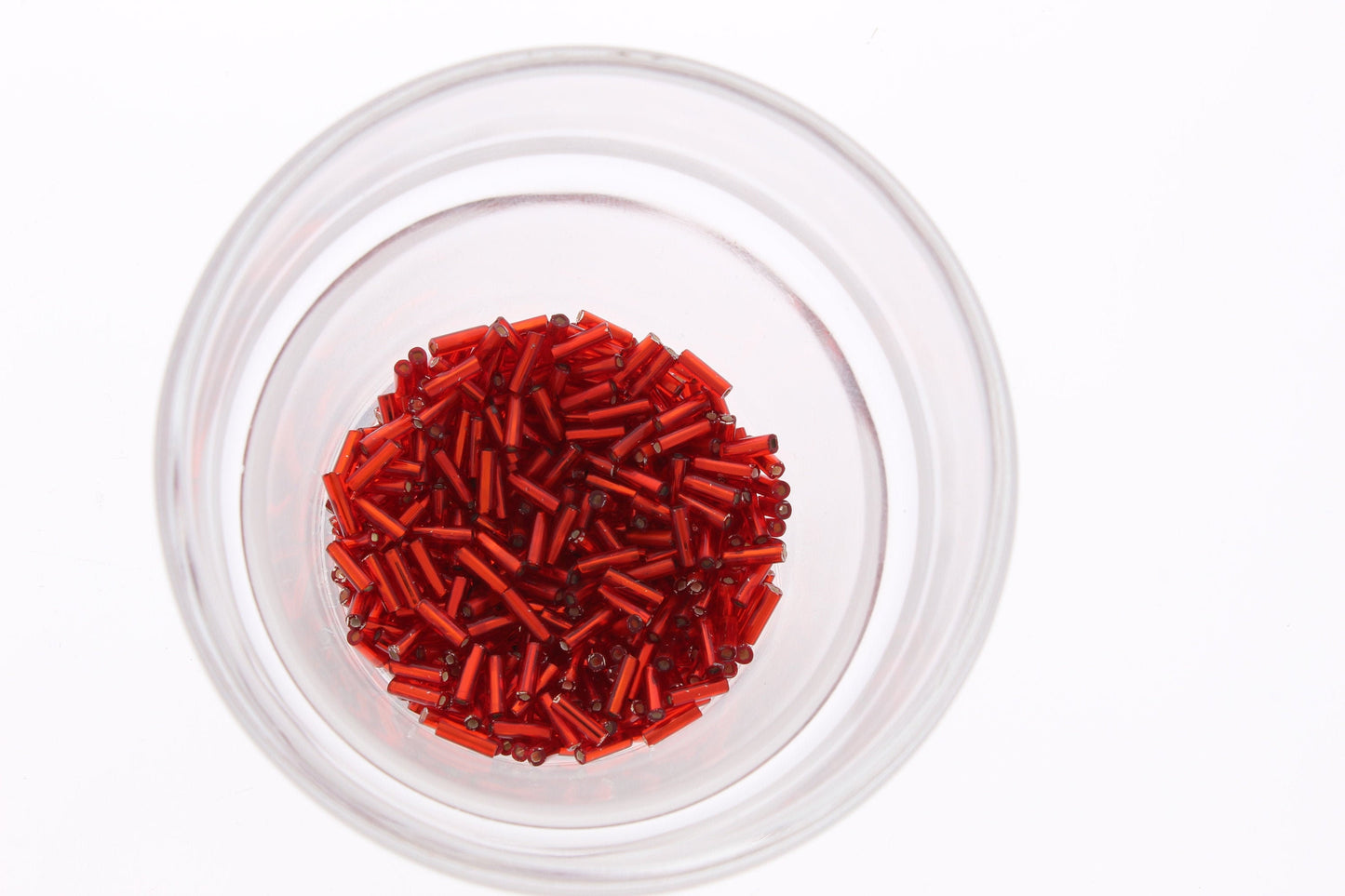 Matsuno Japanese Glass Bugle Beads, square hole, silver lined, dark red, 13 grams