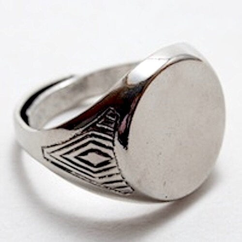 20mm Adjustable Ring Shank Base, with mounting pad for cabochons and stones, Classic Silver, Made in USA, pack of 3