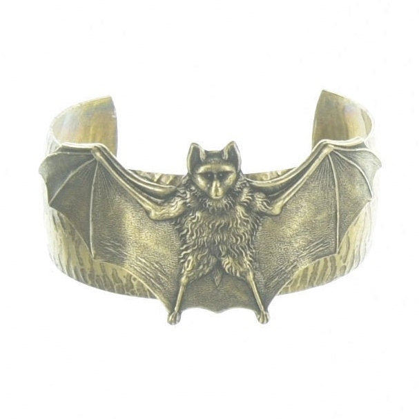 Bat Cuff Bracelet, 1" wide, adjustable, antique gold, BCI, Made in USA, Each