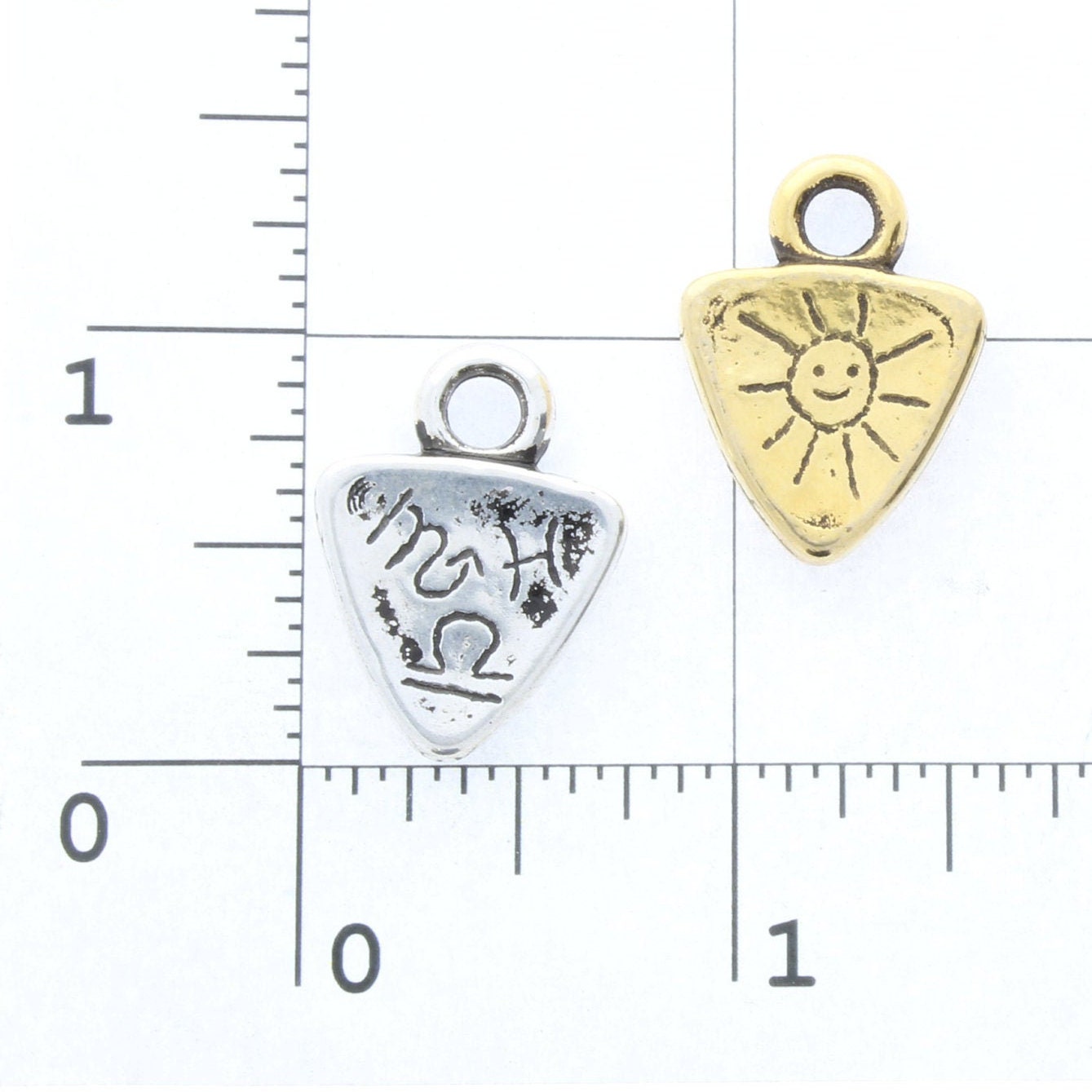 25mm Astrological Signs Scorpio, Pisces, Libra, Pendant, Triangle, Antique Gold or Antique Silver, Pack of 3