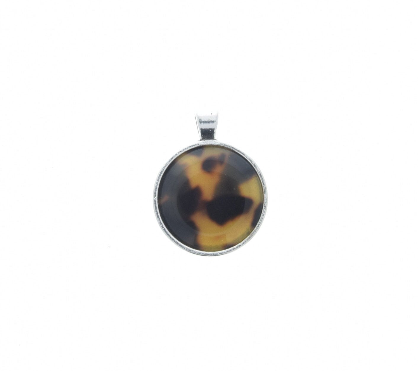28mm Vintage Italian Tortoise Pendant, faux tortoise in silver setting, Pack of 2