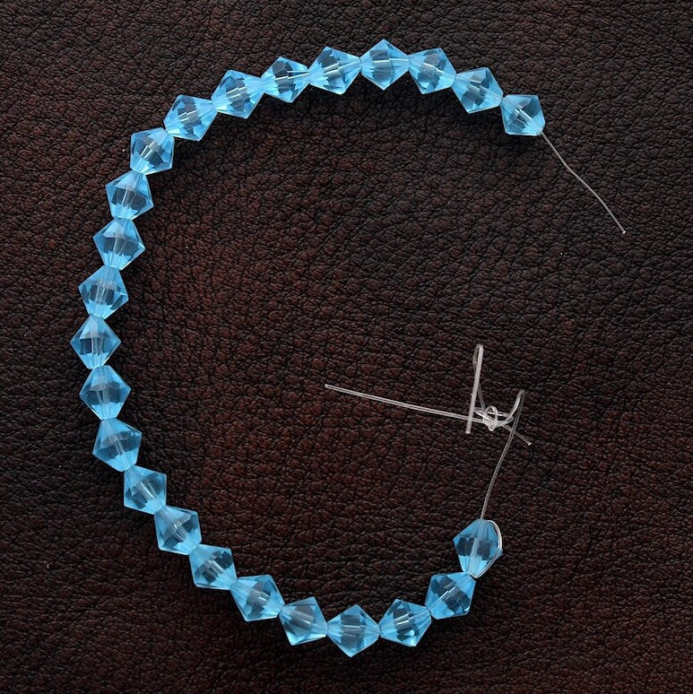 Aqua Blue Atoll Round Faceted Crystal Beads, 6mm, 65 beads on 1 strand