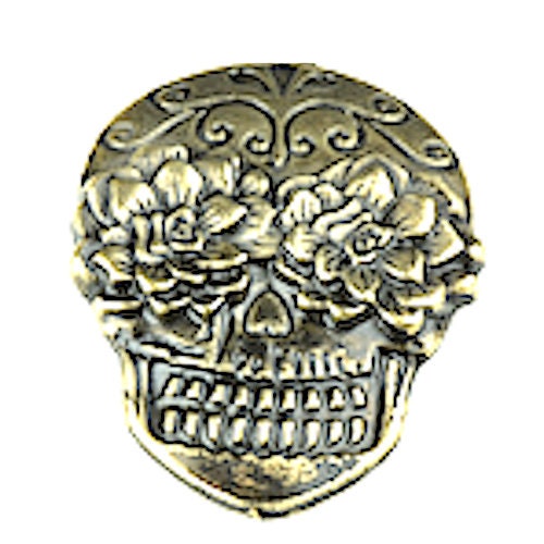 Day of the Dead Bolo Tie, Sugar Skull Bolo, Antique Silver, Gold or Copper with metal tips, 36" cord, Made in USA, SET of 3 PIECES