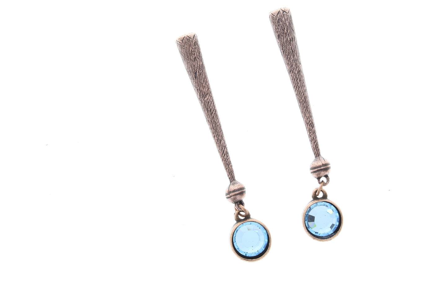 Turquoise Drop Bolo Tips, antique copper Made in USA, aqua crystal set, Set of 2