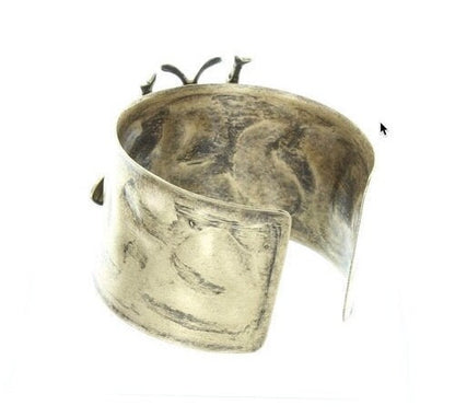 Moth Hammered Cuff Bracelet, Gift Bag, 1.5" wide, antique gold, HandMade in USA, Each