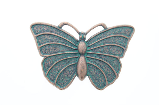 Butterfly Belt Buckle, antique silver or copper with green verdigris, Made in USA,  Each