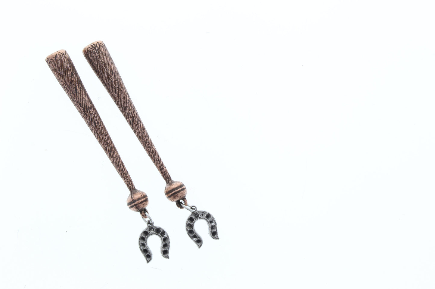 HorseShoe charmed Bolo Tips, Made in USA of zinc, Set of 2