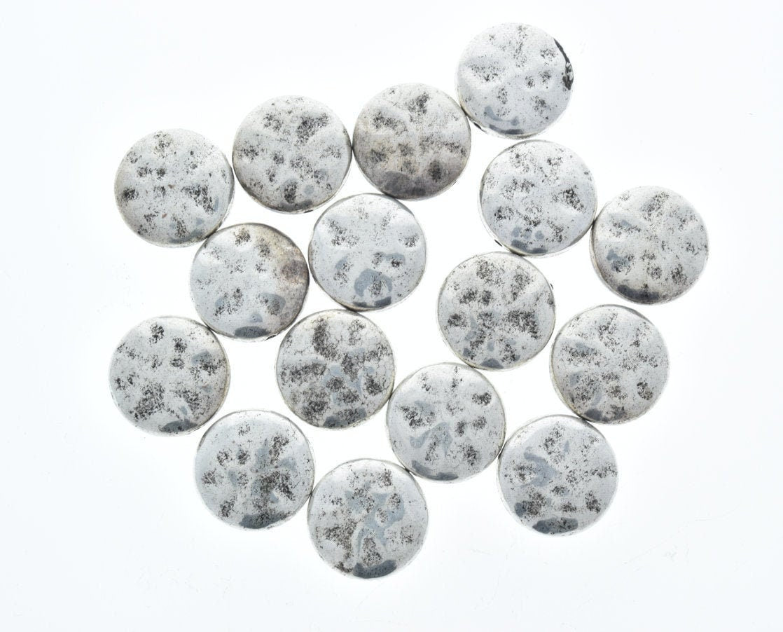 spacer hammered 20mm x 7mm Vintage Classic Silver Hammered Disc Beads, pack of 16 beads