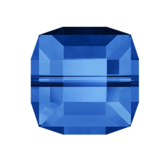 Swarovski Crystal Square Bead, Sapphire (blue) 4mm, #5601 Faceted, pack of 12