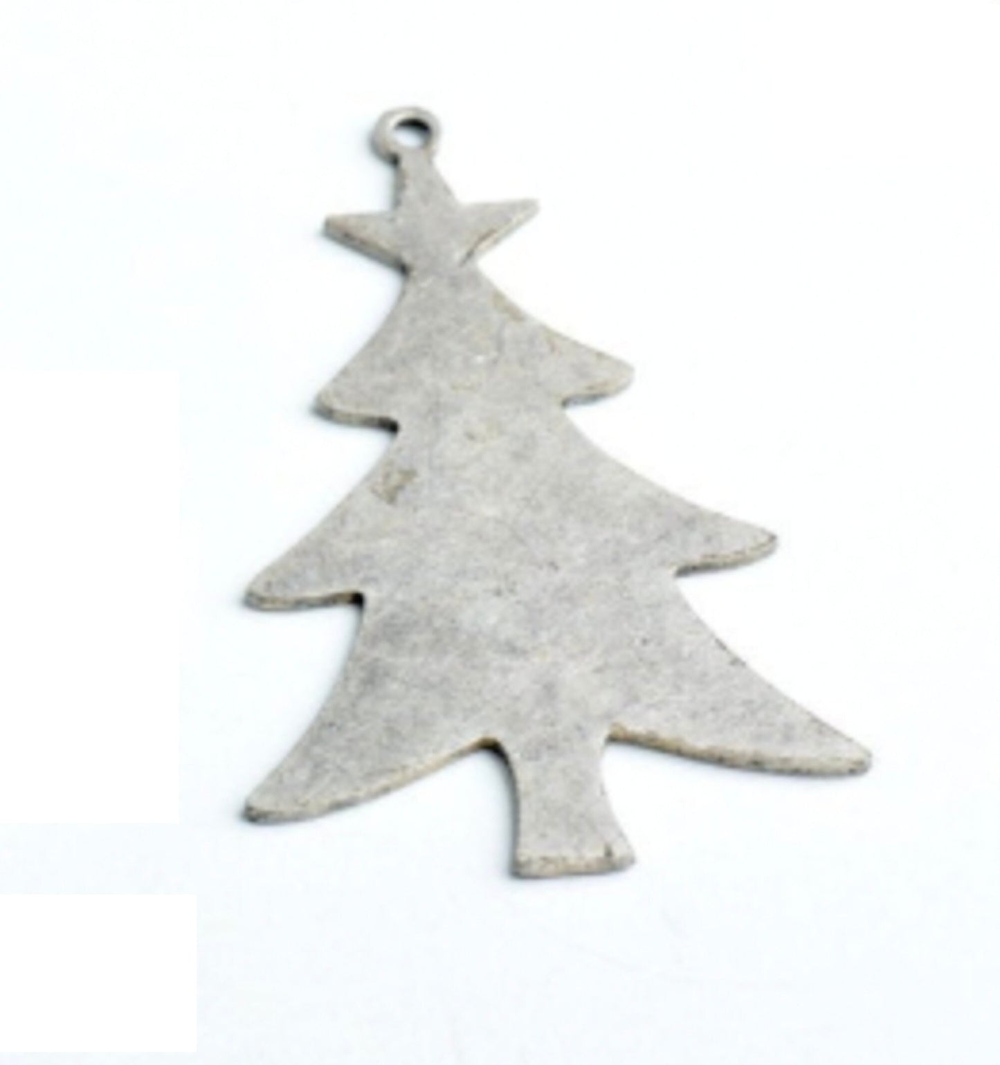 22mm Vintage Christmas Tree Silhouette Charm, Antique Silver, Made in USA, pack of 6. 5136AS