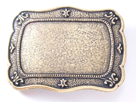Belt Buckle Base, Fleur de Lis Design, Antique Silver, Copper, Gold, Green Verdigris, or Rustic Brown, Made in USA, Each