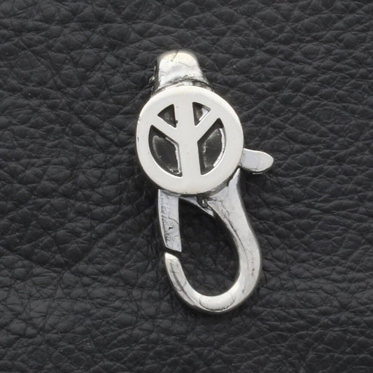 Lobster Claw Clasp, Connector or Bail, 35mm x 18mm Silver Peace Sign, silver, pack of 2