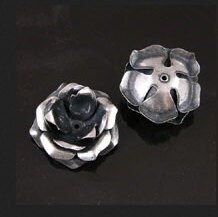 32mm Hand Crafted Metal Flower, Made in USA, silver plate, Each