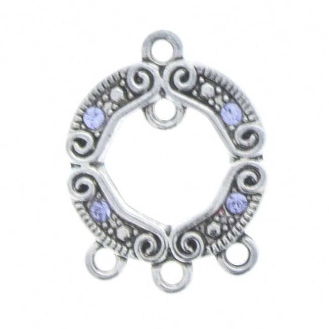 Swarovski connector charm set, round, Violet stones sold by set of 2 each, J906AS/LA