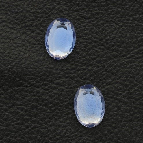 Swarovski 18x13mm Vintage Crystal Cabochons, Faceted, Oval AquaMarine (Blue) Foil Flat Back, Made in Austria, pack of 6