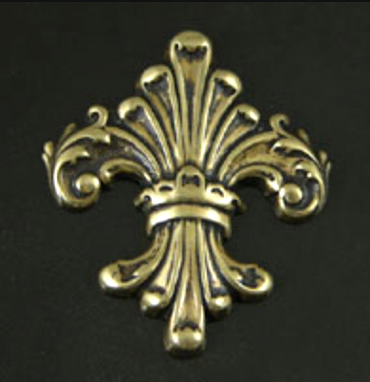Fleur de Lis Charm Stamping, antique gold or antique silver, made in USA, Pack of 3