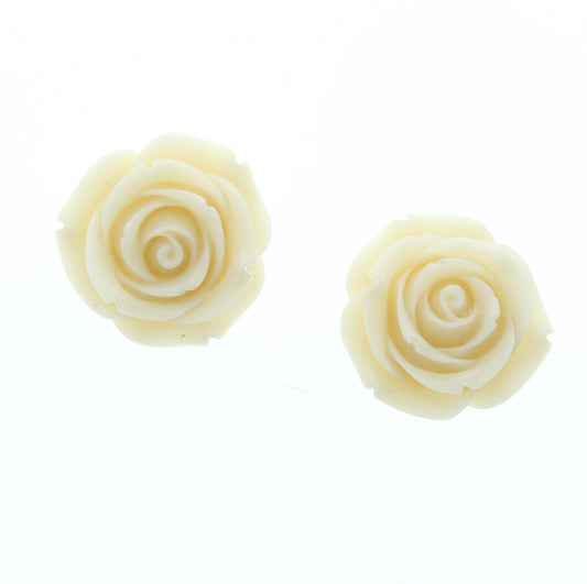 29mm Carved Rose Resin Pendant Bead, ivory or purple, 3D, pack of 2