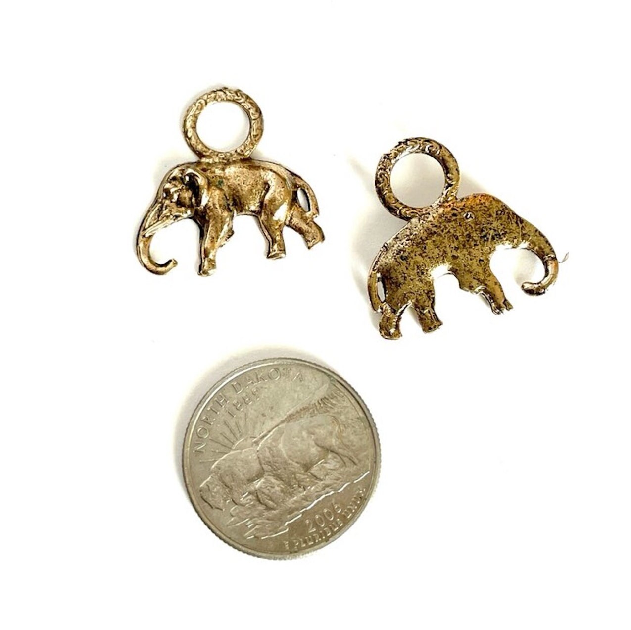 25mm Elephant Charm, antique gold, pack of 6