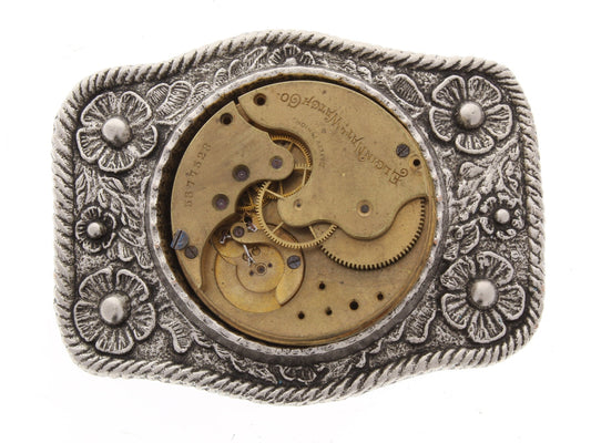 Steampunk Belt Buckle, Gift Box, 3.2" antique silver & antique gold, fits 1.5 inch belt, HandMade in USA