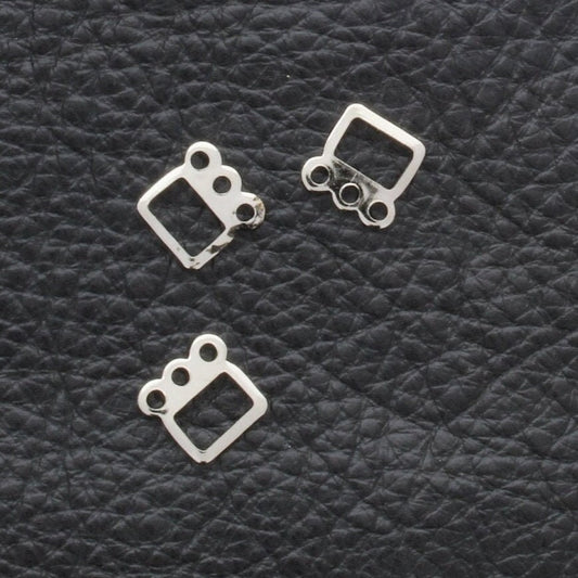 8mm Silver Connector Jewelry Findings, 6mm Wide-3 Strand, pack of 12