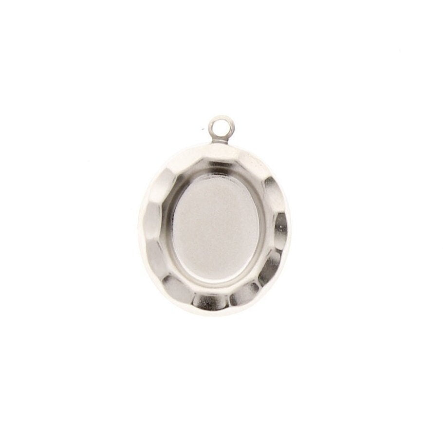 Bezel Setting Stampings, Vintage Antique Silver, 8mm x 6mm stone setting oval, Made in USA, pack of 6