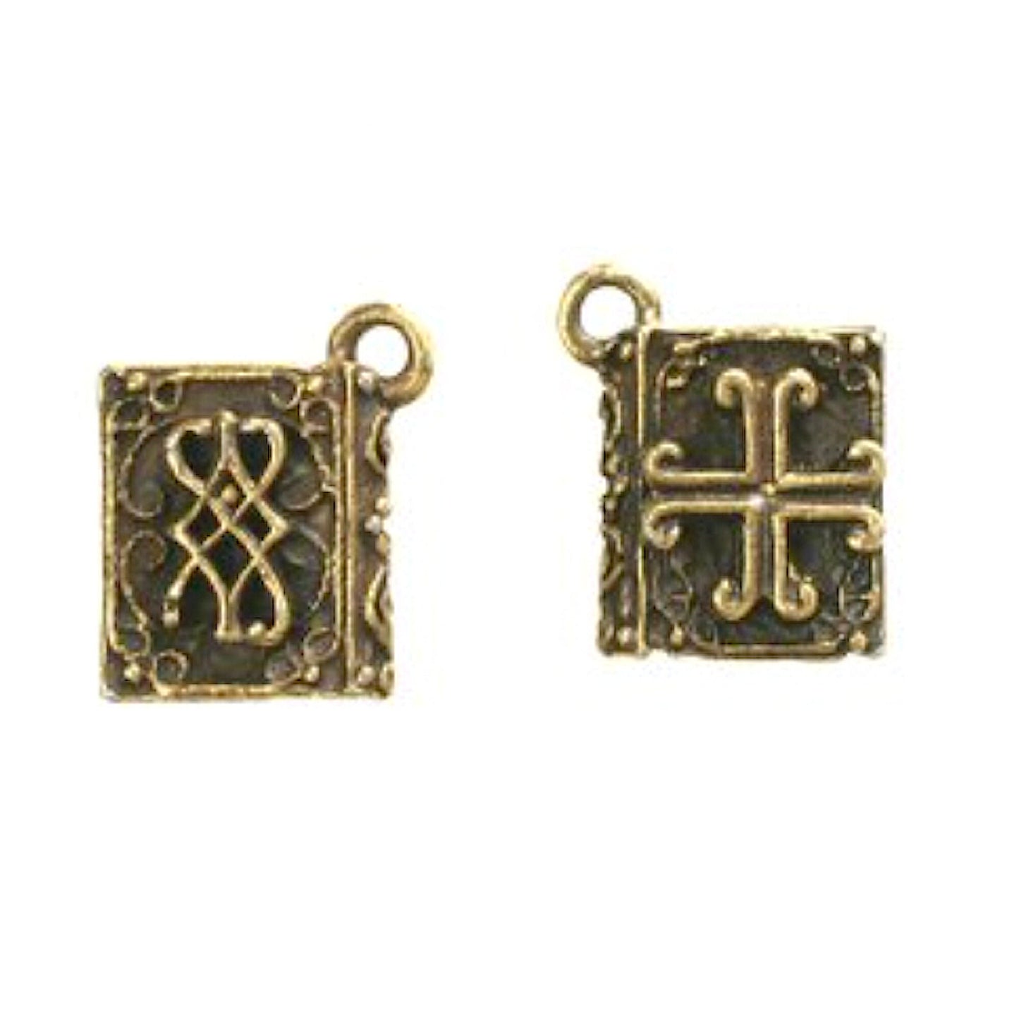 Old World Templars Bible Book Charm, antique gold, Made in USA, pack of 6