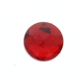 19mm Red Lucite Cabochon, faceted round, foil back, Flat back, pack of 12