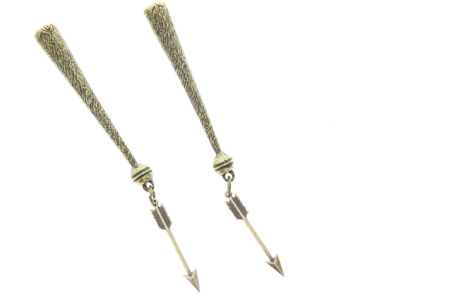 Arrow Bolo Tips, antique brass , Made in USA of zinc, Set of 2