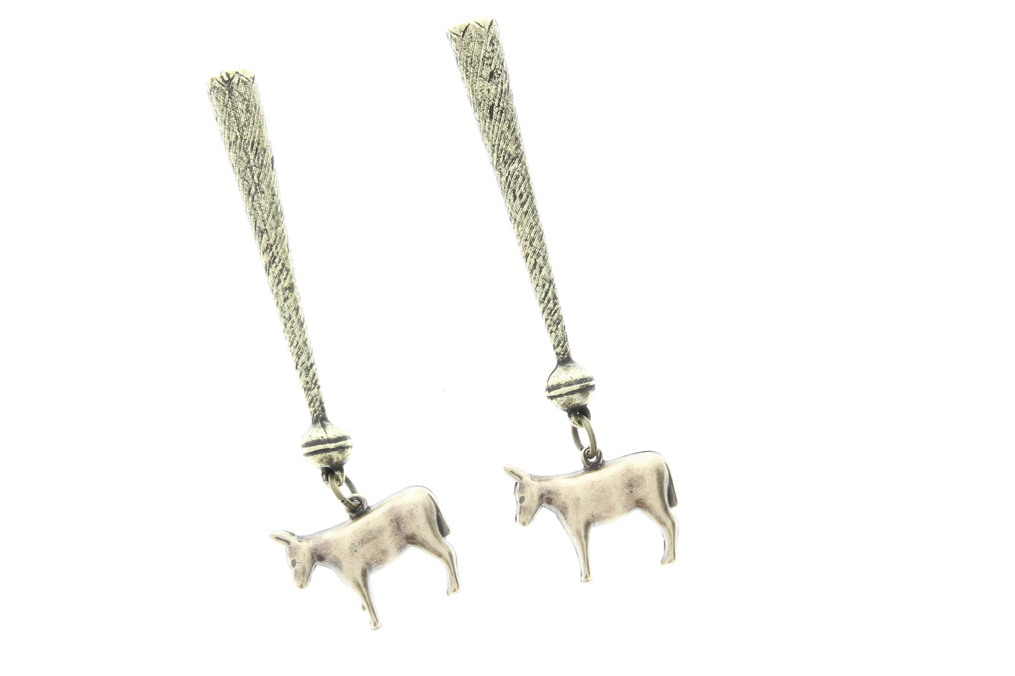 Cow 2d charm Bolo Tips, antique brass , Made in USA of zinc, Set of 2