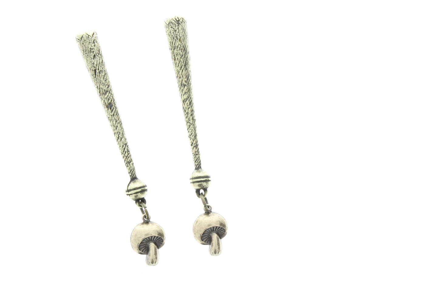 magic mushrooms charms Bolo Tips, antique brass , Made in USA of zinc, Set of 2