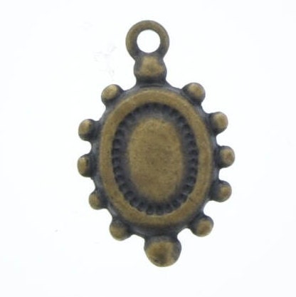 Etruscan Style Charms, Greek Inspired 16mm oval nubbed, antique silver or antique gold, made in USA, pack of 6