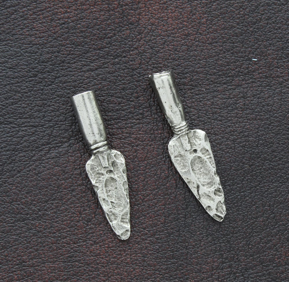 Bolo Tip, Arrowhead End, zinc cast, Made in USA, antique silver finish, Pack of 2