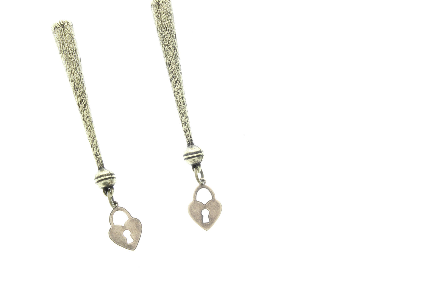 key to my heart Bolo Tips, antique brass , Made in USA of zinc, Set of 2