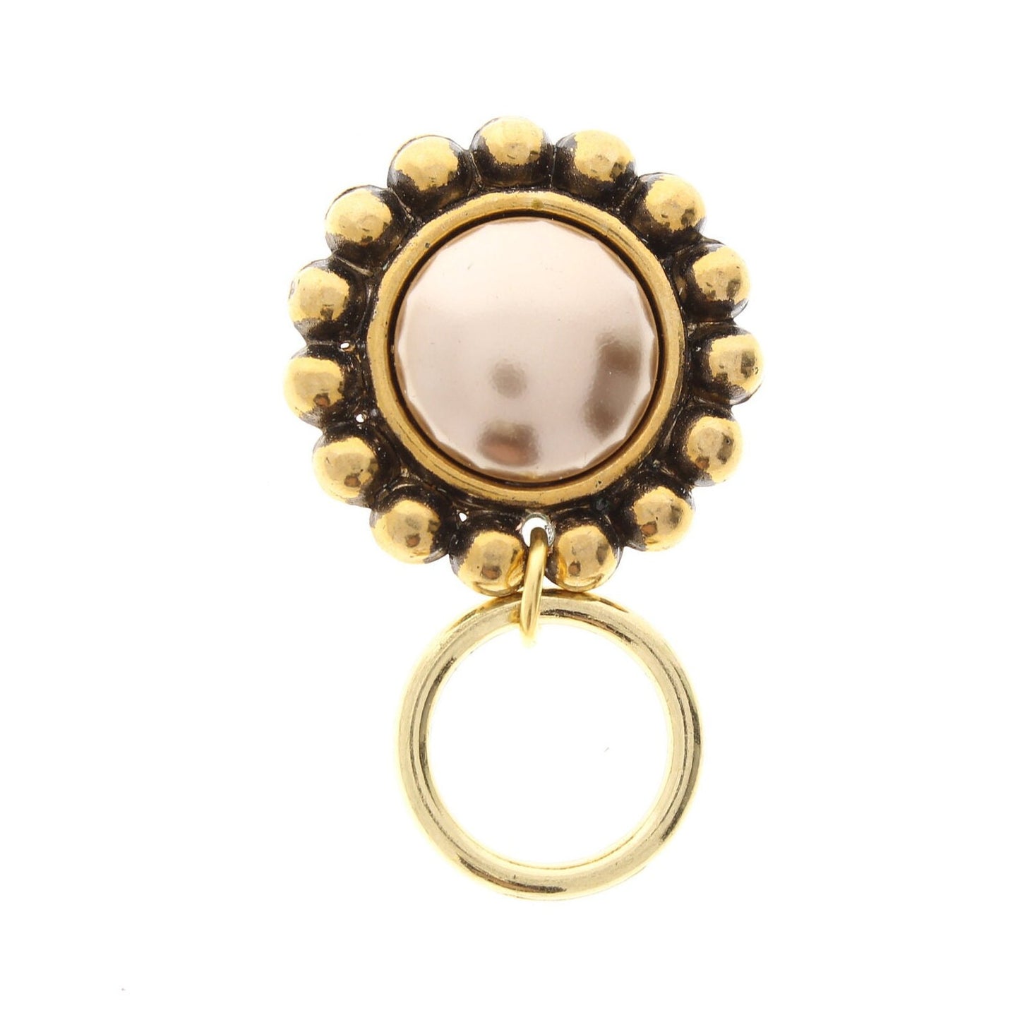 Readers Eyeglass or Badge Clip Holder, pearl in antique gold or silver setting, easy to attach magnet, Made in USA, Each