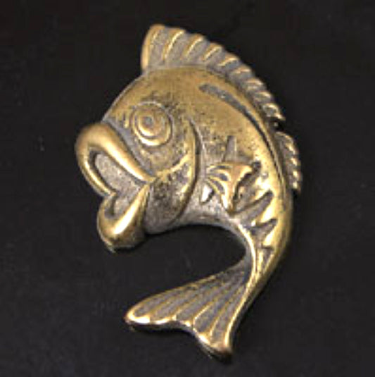 27mm Jumping Fish Flat back Jewelry Cabochon Finding, for earrings, pin, rings, Antique gold, pack of 6