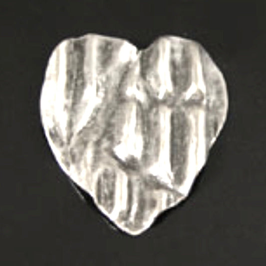 32mm Rippled Corrugated Heart, Antique Silver, Made in USA, pack of 6