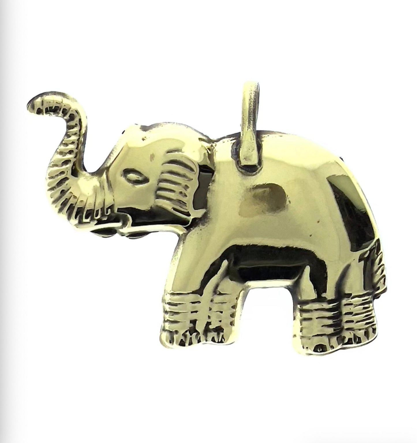 Mosaic Elephant Pendant, Gold Brass, handmade, 1 each
