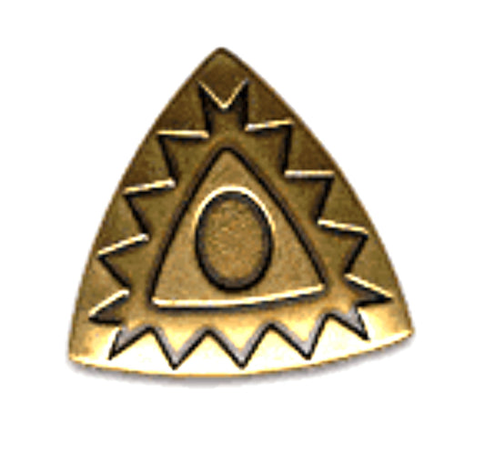 38mm Southwest Triangle Concho, 10mm x 8mm Bezel, antique gold, Made in USA, pack of 6