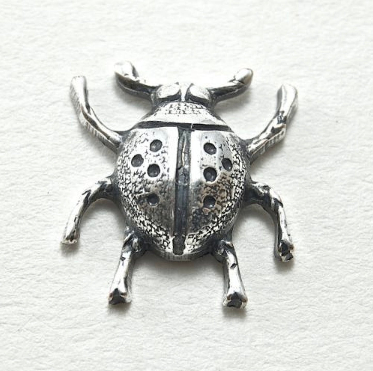 16mm NEW Lady Bug Stamping, Antique Gold or Classic Silver, Made in USA, pack of 6