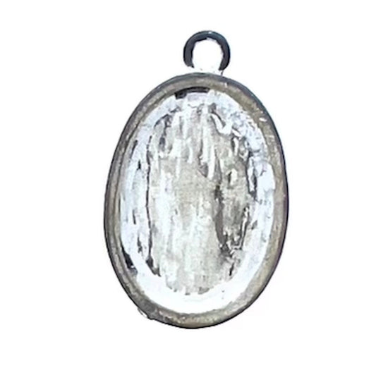 25x18mm Oval Silver Pendant Charms, 24x15mm Bezel Setting on both sides of Pendant, oxidized silver finish, Made in USA, pack of 2
