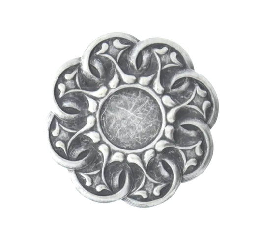 45mm Vintage Art Deco Flower Bezel Stamping, for brooch or pendant, with 15mm bezel, Made in USA, Antique Silver, pack of 2