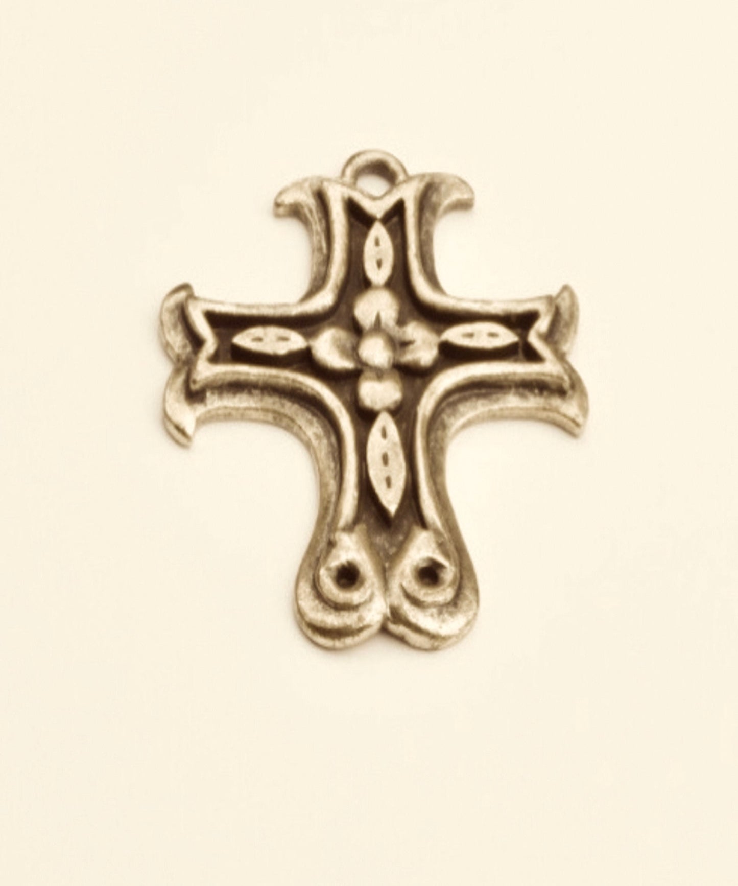 46mm x 36mm Folk Cross Pendant, Antique Gold, Made in USA, 1 each