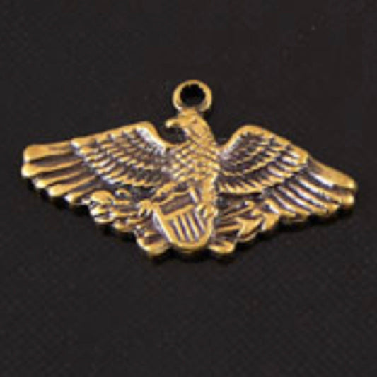 19mm x 11mm Eagle Charm, Classic Silver or Antique Gold, Made in USA, Pack of 6