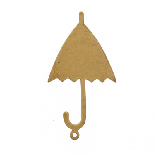 51mm Metal Umbrella Charm, antique gold, Hamilton gold or silver, Made in USA, pack of 6