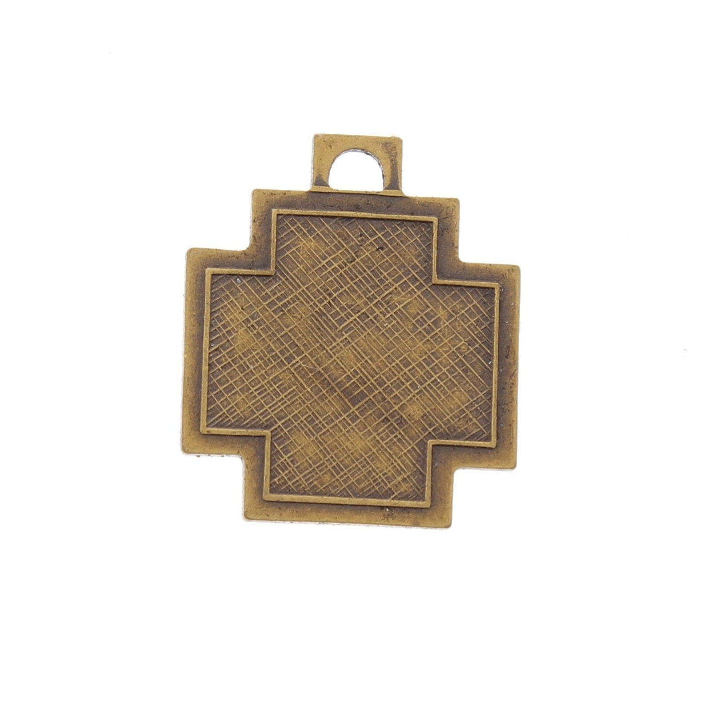 22mm Vintage Cross Charm, Raw Brass Gold, Made in USA, pack of 6